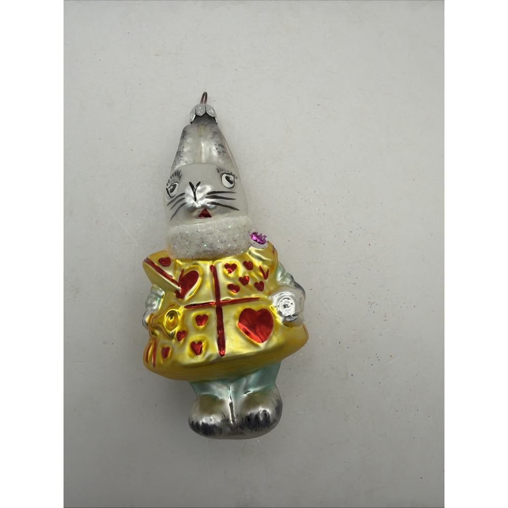 Christopher Radko Queens Hare Alice N Wonderland Rabbit Glass Christmas Ornament